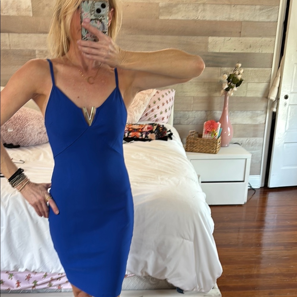 Elegant Blue Spaghetti Strap Dress